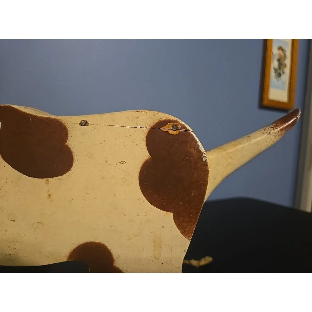Vintage Antique Playful Dog Pup Pull Toy Dog Wagging Moving Tail And Ears